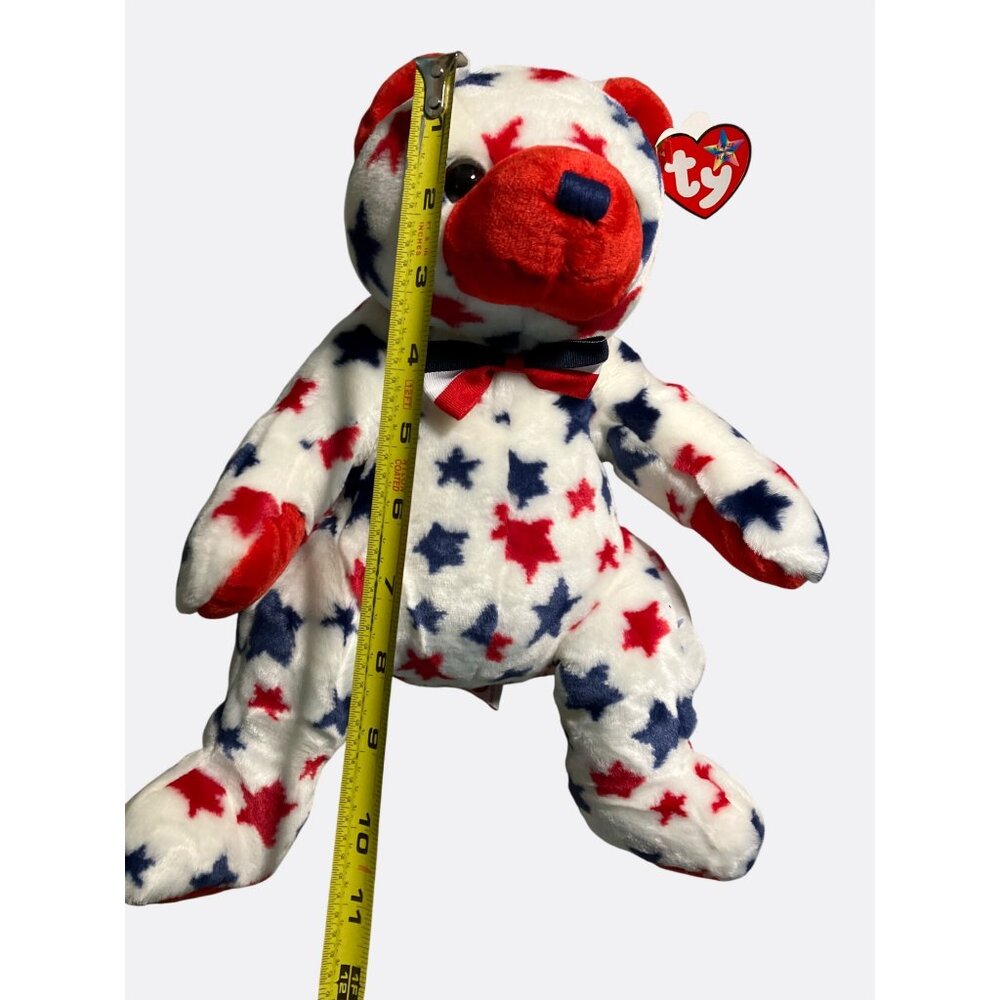 Ty Beanie Buddy Red™ Plush Bear With Patriotic Stars - Picture 10 of 10